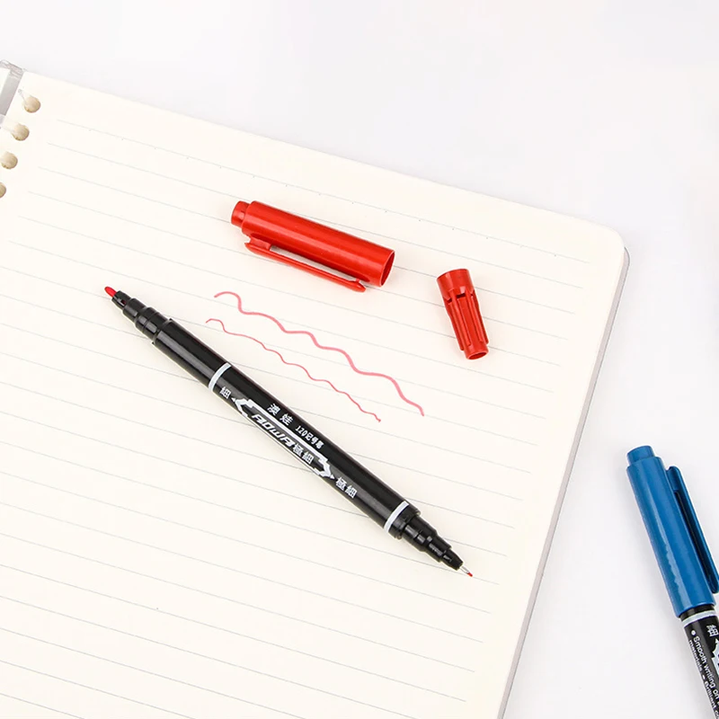 Picture 5: 10Pcs/Set Dual Tip 0.7/1.5 mm Nib Marker Waterproof Black Blue Red Oily Manga Art Marker Pens Student School Office Stationery