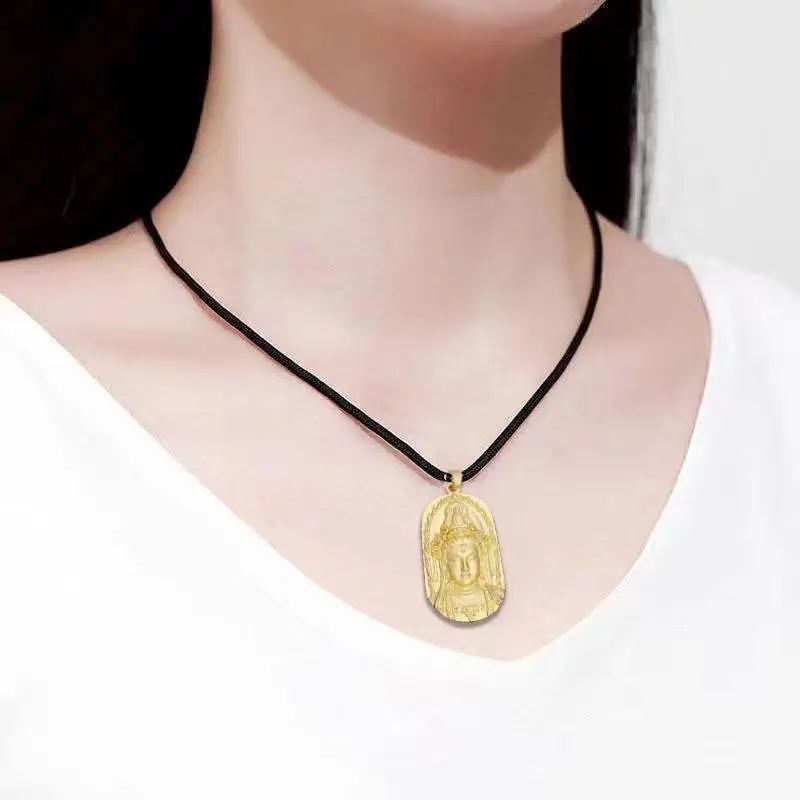 Big Leak Genuine Pure Gold Plated Guanyin Pendant for Men and Women\'s To Attract Wealth This Rich Forever Safe Pendant for Gifts