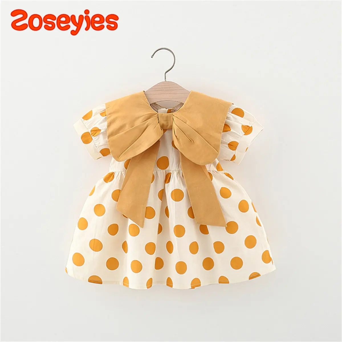 Summer New Baby Girls Dress Bow Polka Dot Puffy Sleeve Sweet Princess Dress Birthday Party Dress (0-3 Years)