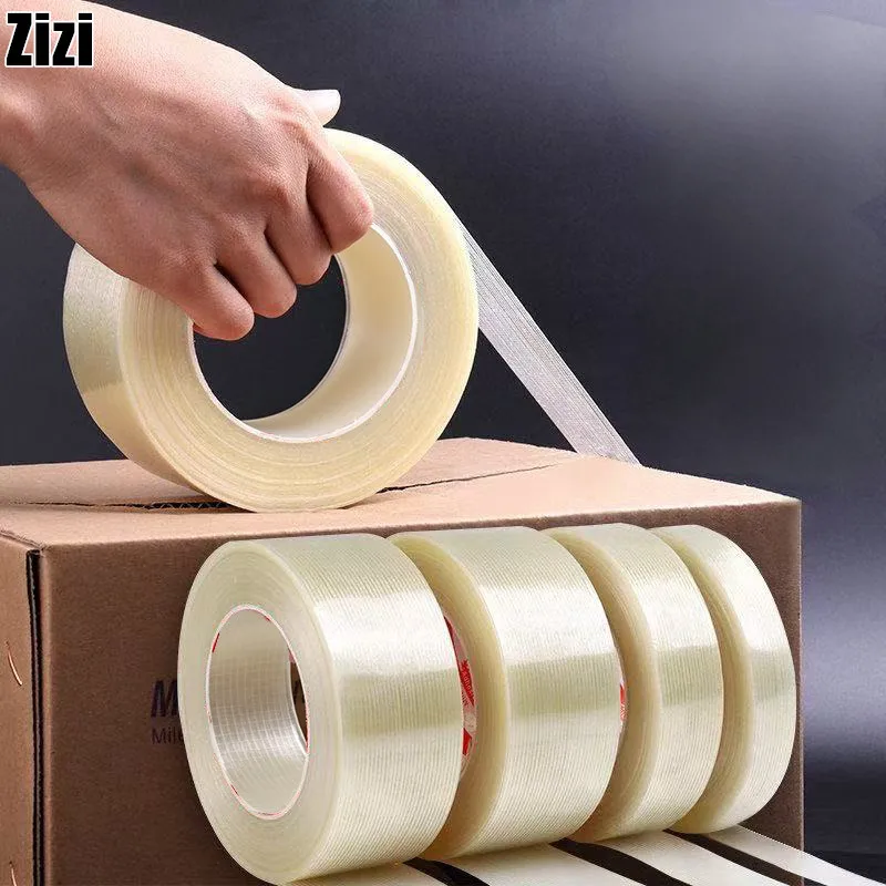 Heavy Duty Fiberglass Reinforced Filament Tape Transparent Single Side Glass Fiber Tape Industrial Bundling Fix Tape
