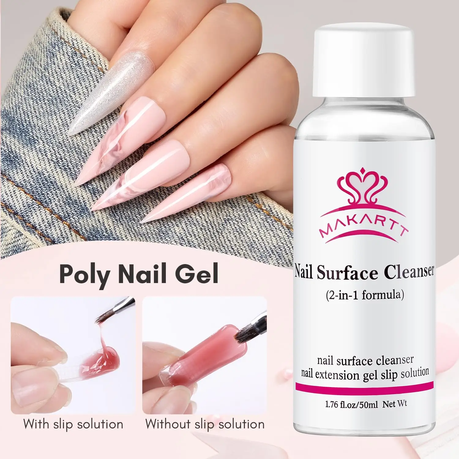 Makartt Poly Nail Gel Kit: 6 สีนู้ด Solid Builder 15ML สําหรับชุดเพิ่มประสิทธิภาพการต่อขยายพร้อม Slip Solution Base Top Coat Dual