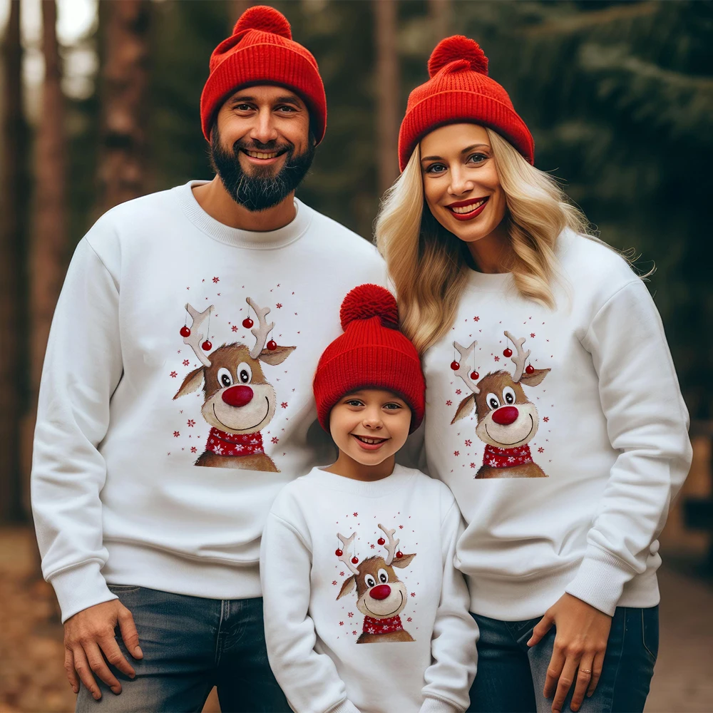 Christmas Family Matching Clothes Mother Father Daughter Son Sweatshirt Clothes Xmas Party Family Outfits  Xmas Holiday Tops