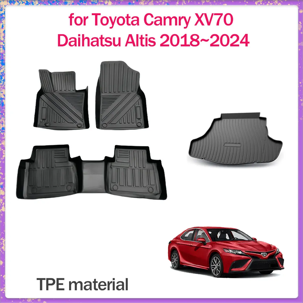 Car Floor Mat for Toyota Camry XV70 Daihatsu Altis 2018~2024 TPE Foot Inside Liner Waterproof Trunk Pad Carpet Custom Accessorie