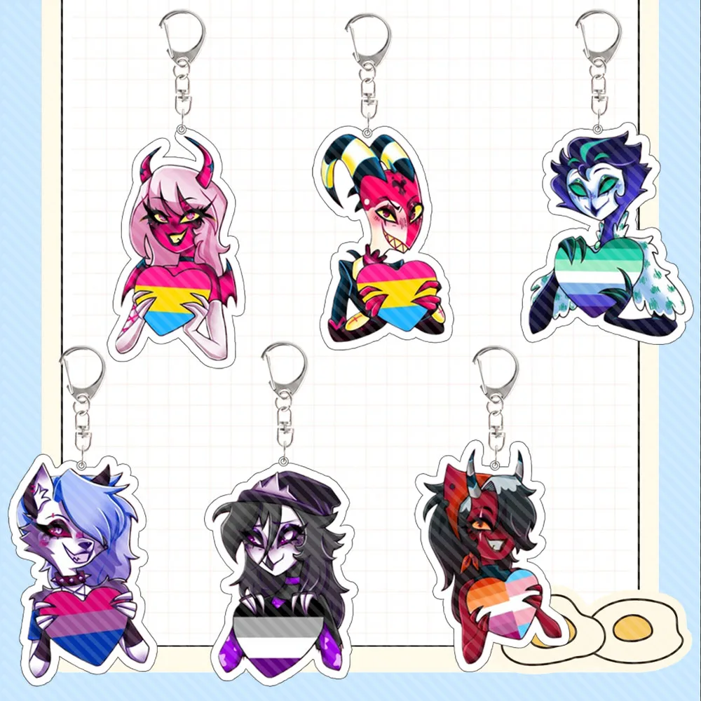 For Helluva Boss Blitzø Millie Loona Moxxie Acrylic Keychain Cute Anime Peripheral Backpack Pendant Festival Gift Accessories