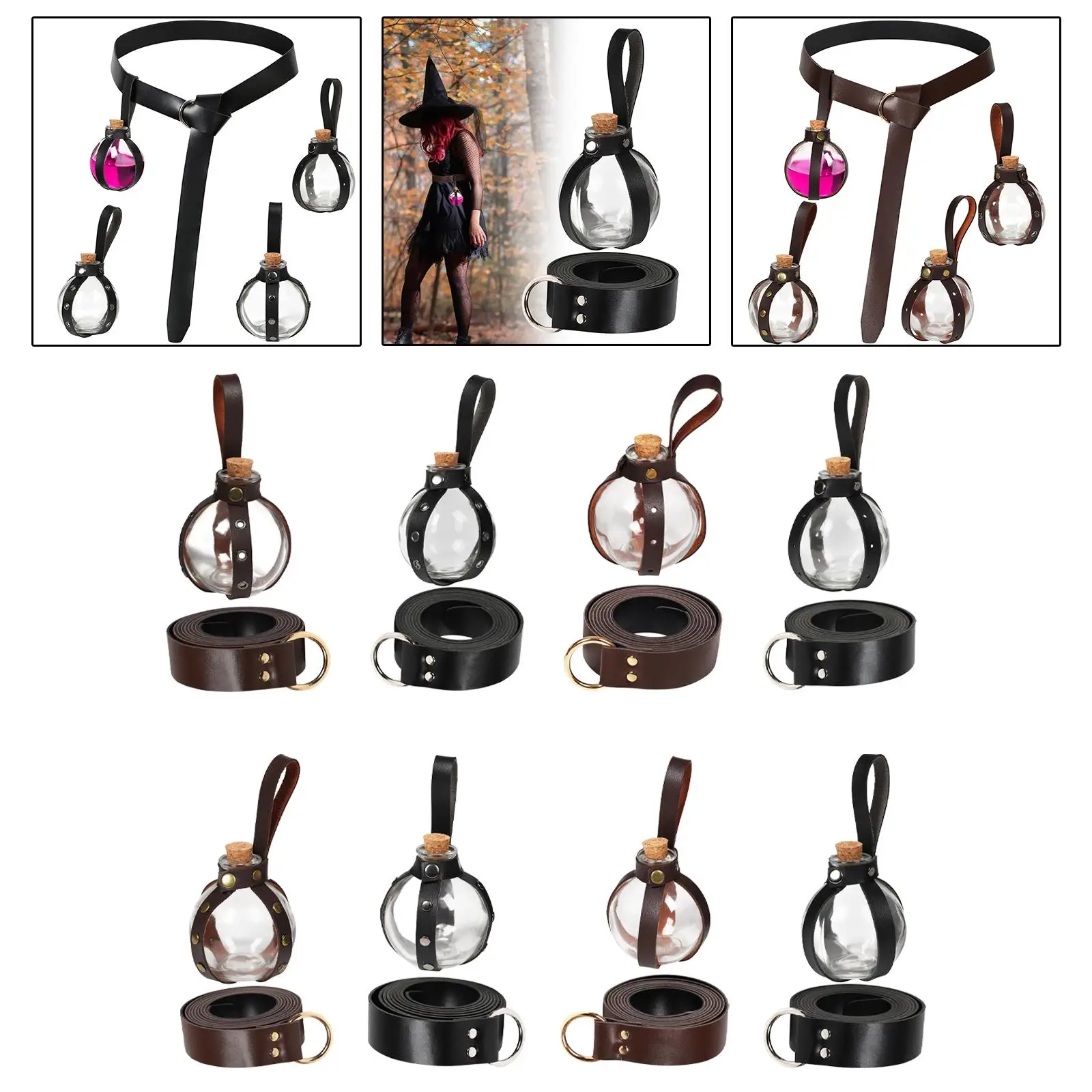 Cintura vichinga Accessori medievali Cintura in pelle PU da cavaliere decorativa trasparente con