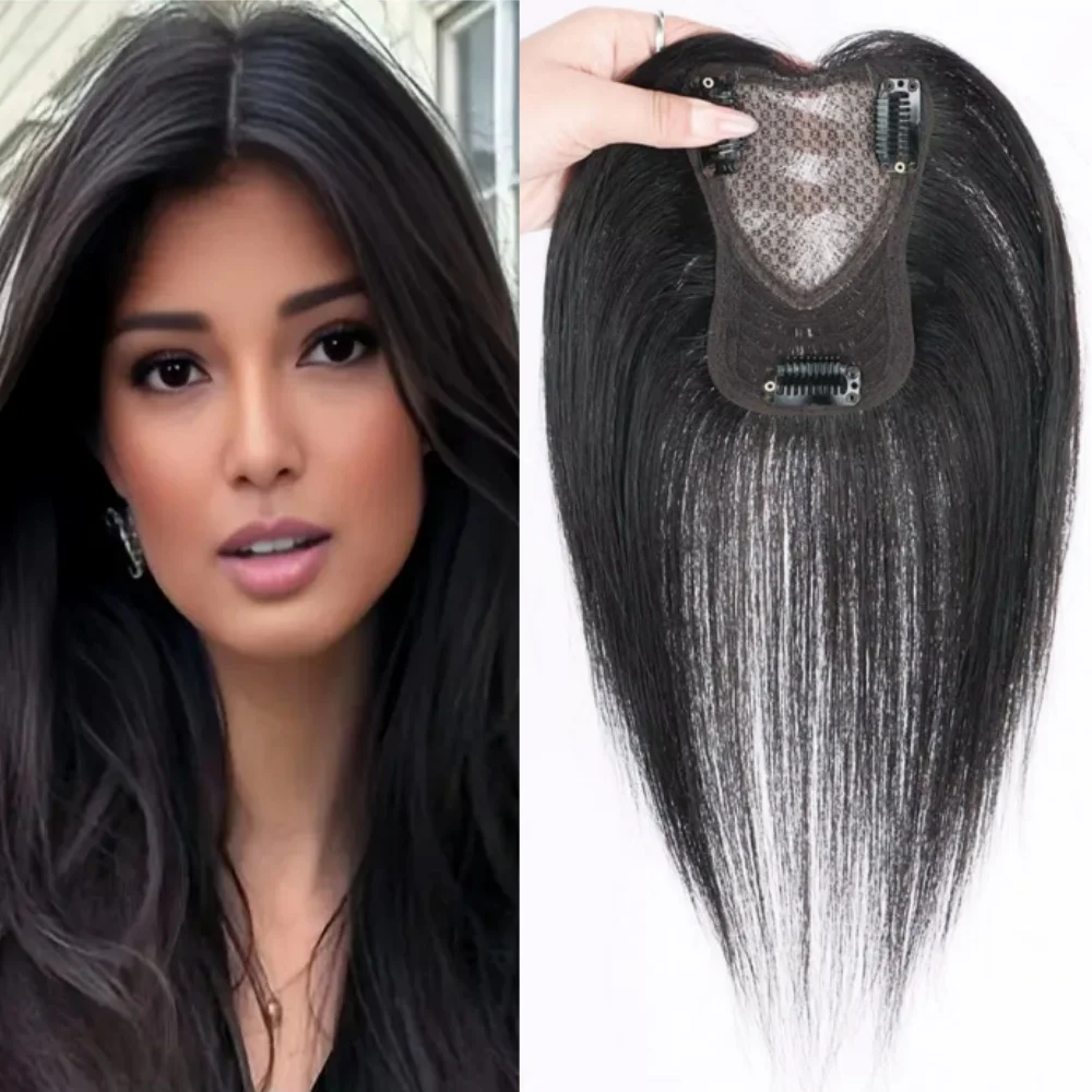 

100% настоящие человеческие волосы на заколке для наращивания волос, полностью ручная работа, крючком, прямой базовый стиль, 10 дюймов, подходит для истонченных волос, без ба