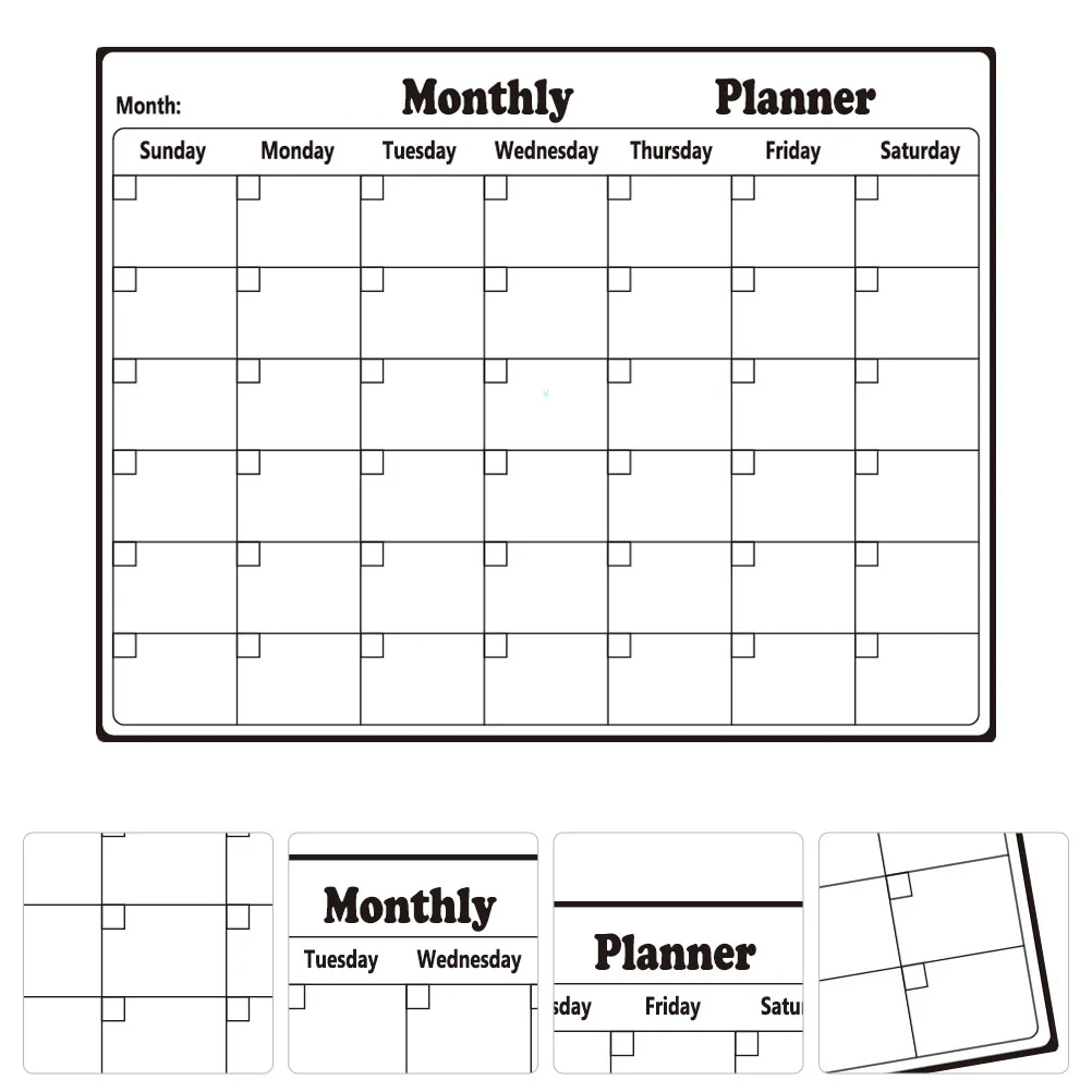 Magnetic Whiteboard Monthly Plan Board High Grade Wipes Easily No Stains Reusable Rubber Magnet Fridge Calendar Note