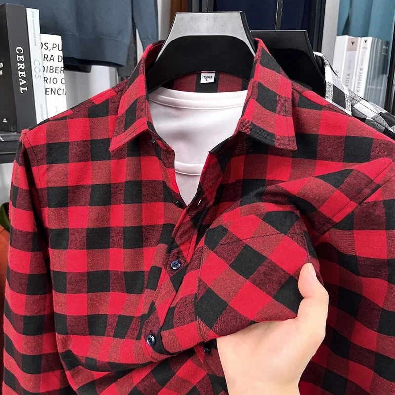 

2025 Autumn New Men's Printed Striped Long Sleeved Shirt Casual Fashion Versatile Men's Top