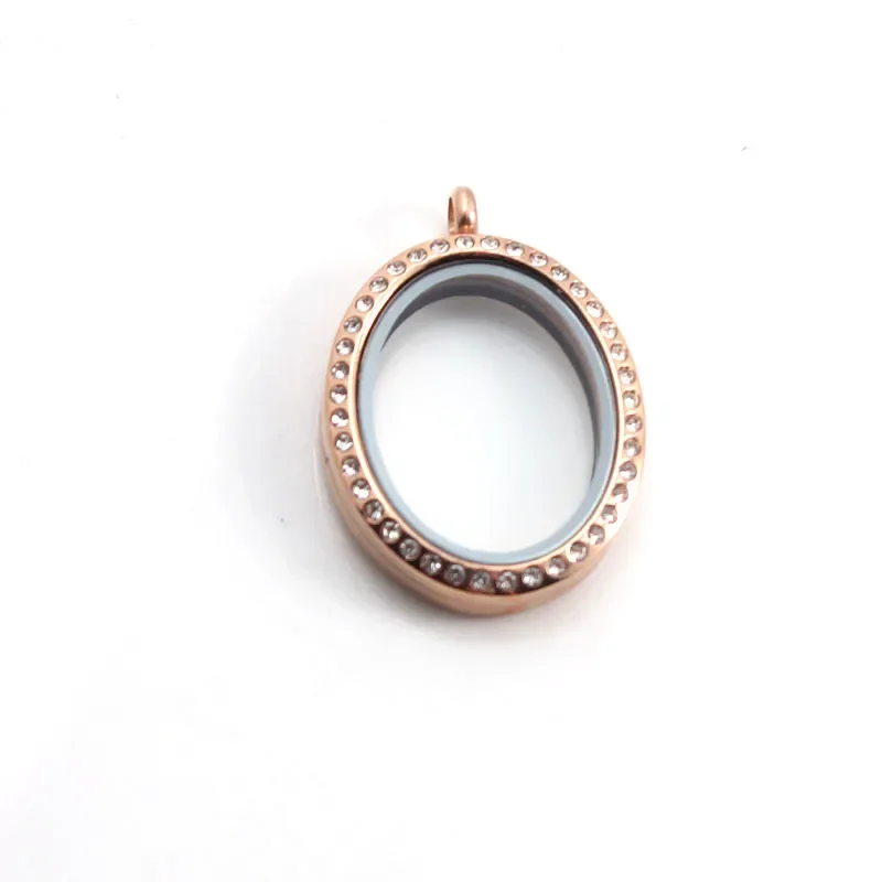 316L Stainless Steel Oval Magnetic Floating Locket Pendant Memory Glass Locket Pendant Charms for Necklace Jewelry DIY