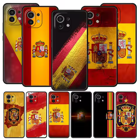 Spain Flag Phone Case For Xiaomi Mi 15 14 Pro 13 12 11 Lite 5G 10T 11T 12T 13T 14T Poco X6 X5 X4 X3 NFC F3 F4 GT Black Cover