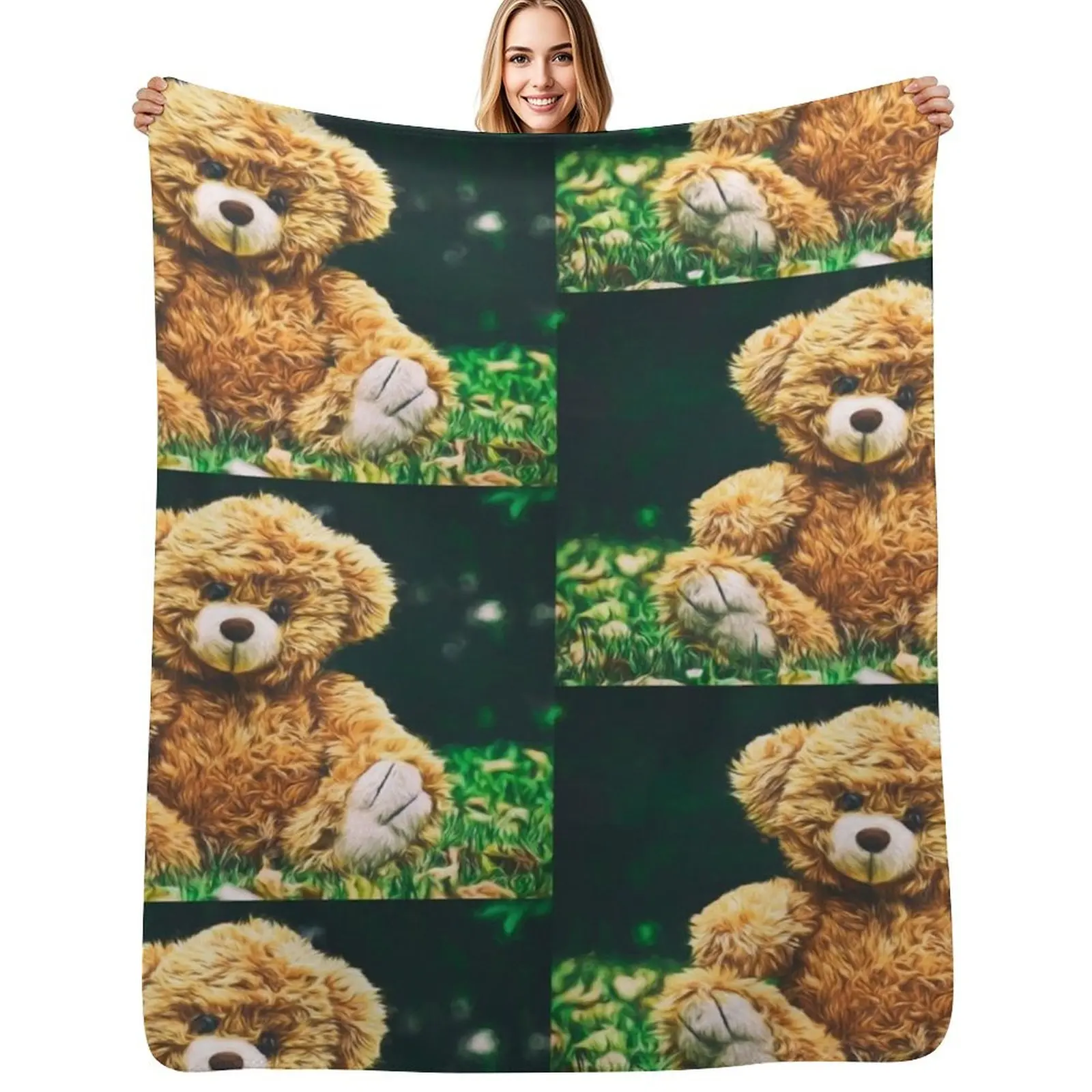 Adorable Teddy Throw Blanket Decorative Sofas Flannels Retros Plaid on the sofa Decoratives Plaid Blankets