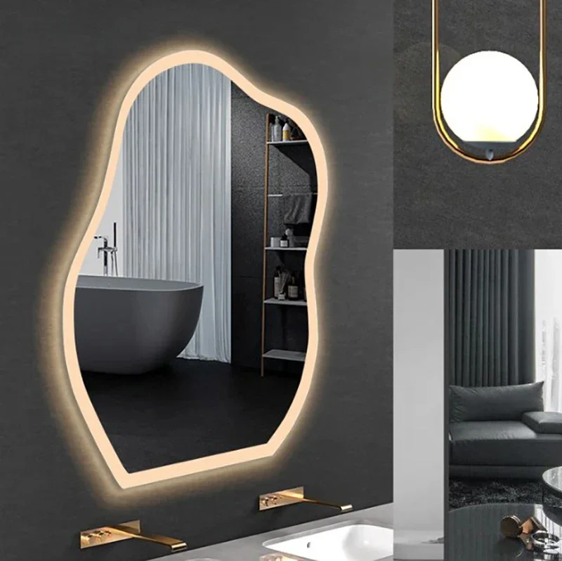 Smart Bath Mirrors LED Light Vanity Mirror 3 Changeable Colors with Defogging Function Bathroom Mirror Wall Decorative Mirror