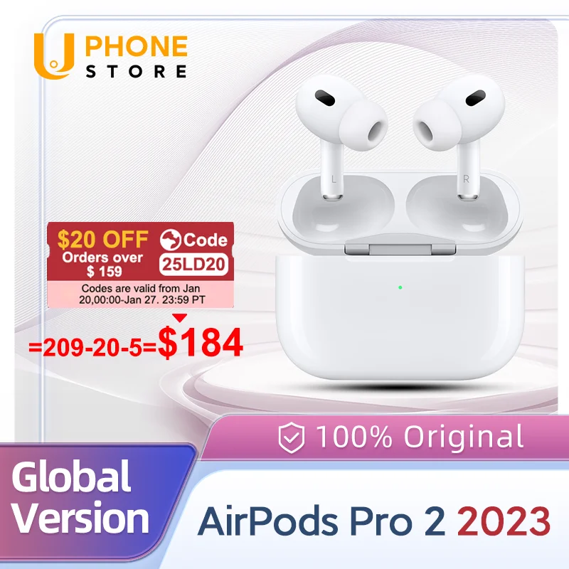 Apple AirPods Pro 2nd 100% Origin Generation with MagSafe Wireless Charging Case Active Noise Cancelling Wireless Bluetooth 2023