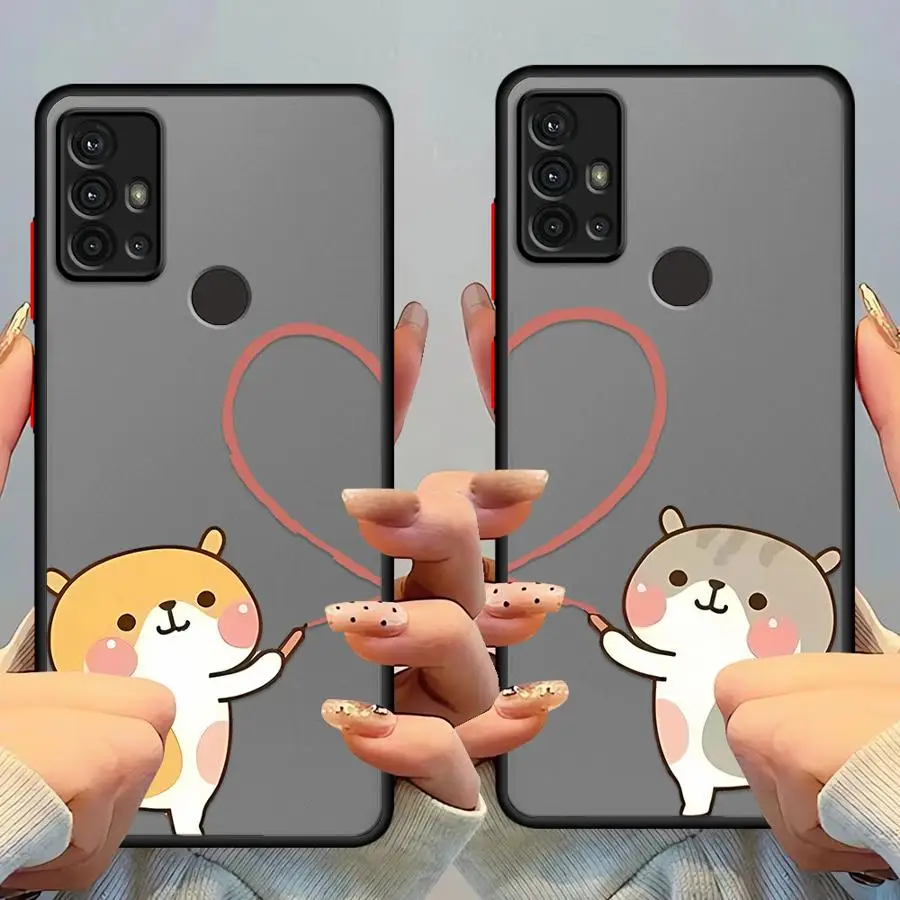 Casing Ponsel untuk Samsung Galaxy A03 A20 A13 A11 A15 A30 A12 A16 A06 A02 A05 A50 Sampul Lembut Kartun Menyenangkan Pasangan Cocok