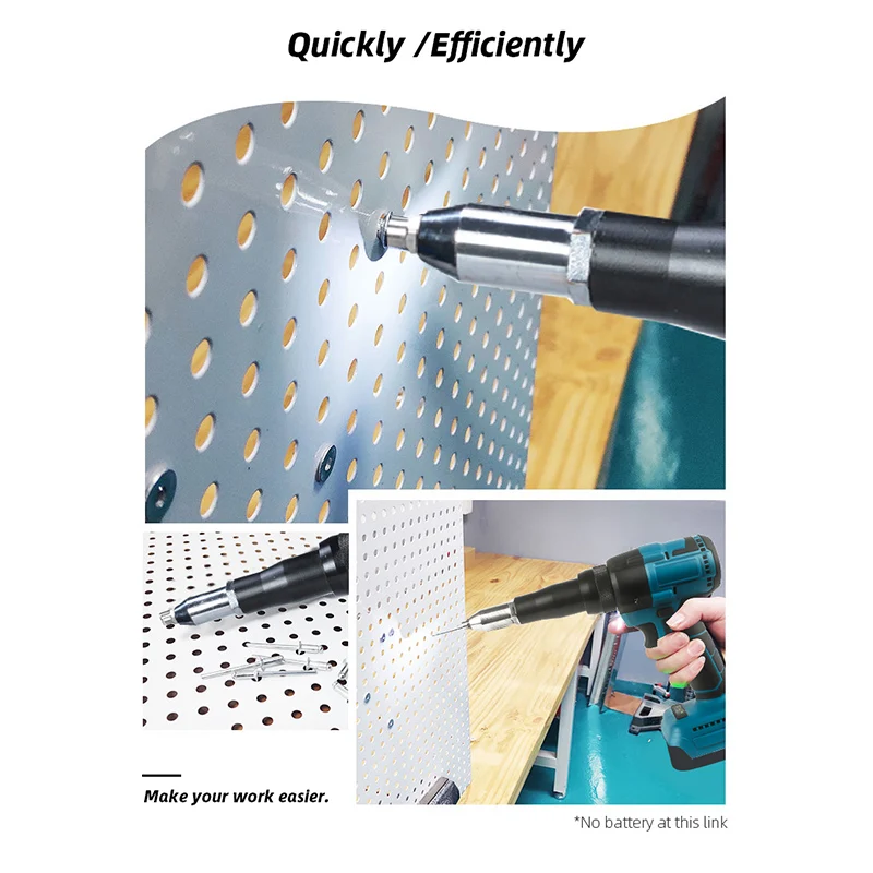 Pistola per rivetti elettrica a batteria 3.2-5.0mm Pistola per dadi rivettatrice cieca automatica ricaricabile con LED per batteria Makita 18V non inclusa