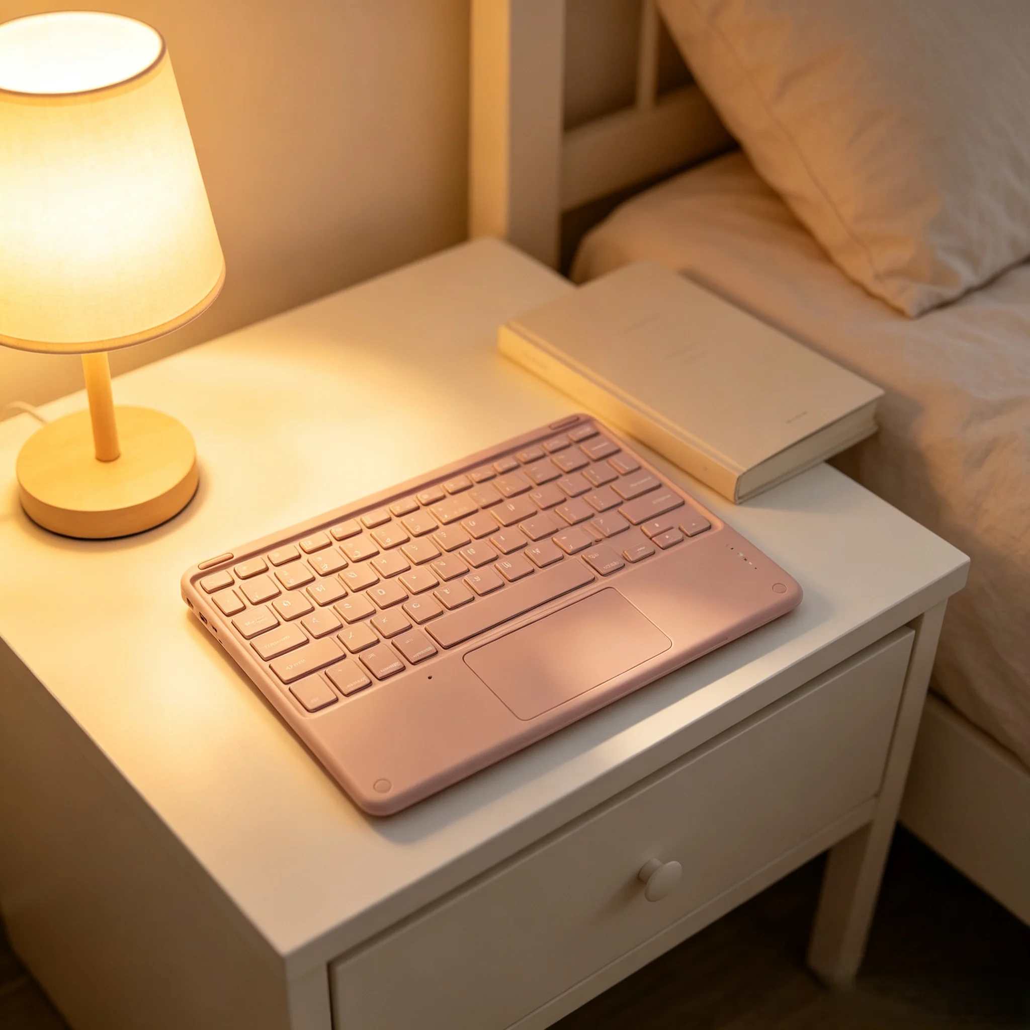 Pink Wireless 5.0 Full Size Keyboard Touchpad USB-C LED Backlit Universal Tablet Keyboard Fit 10.2 10.5 Inch Pad