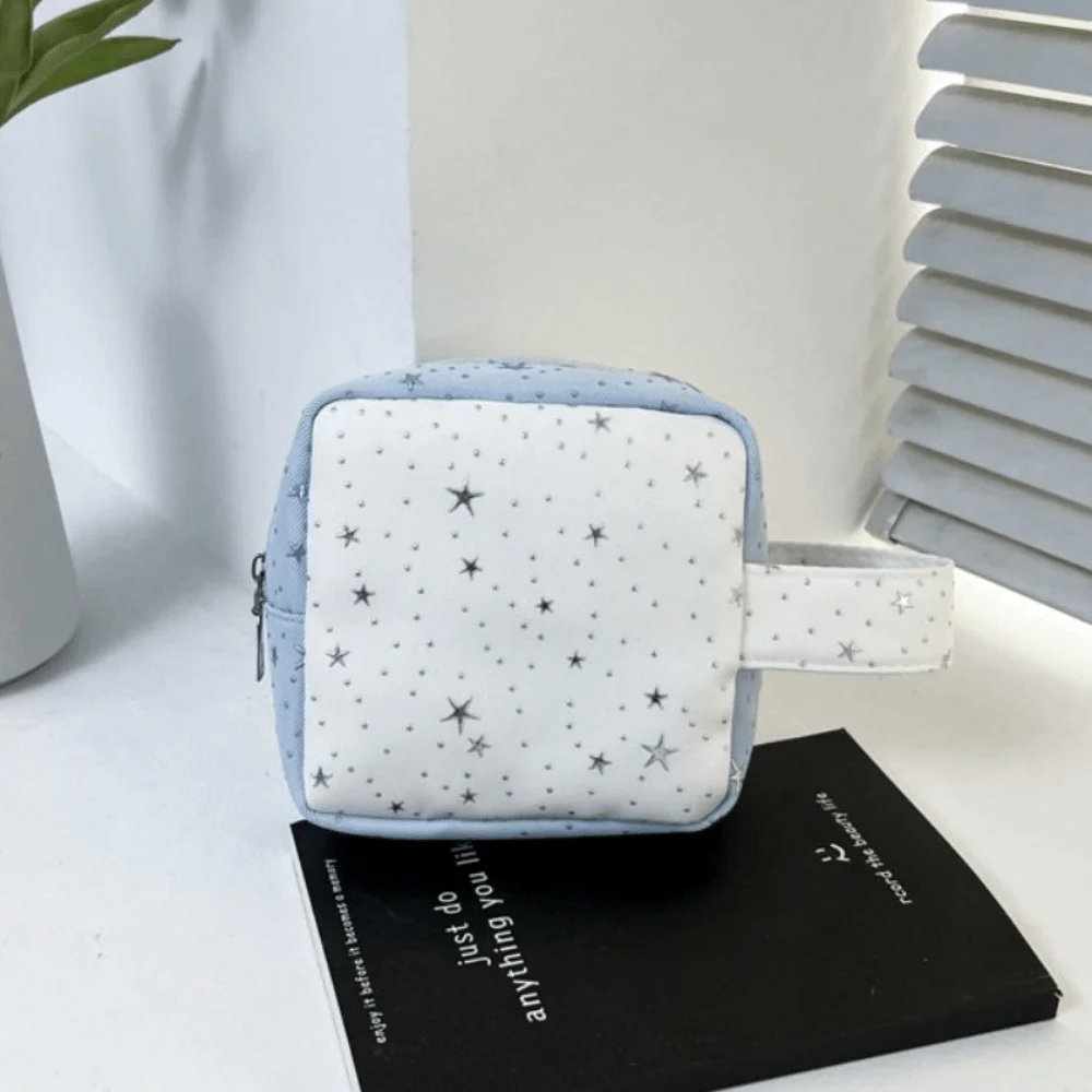 Star Pattern Sanitary Towel Organizer Handheld Contrast Color Makeup Storage Bag Zipper Comfortable Assembling Makeup Organizer