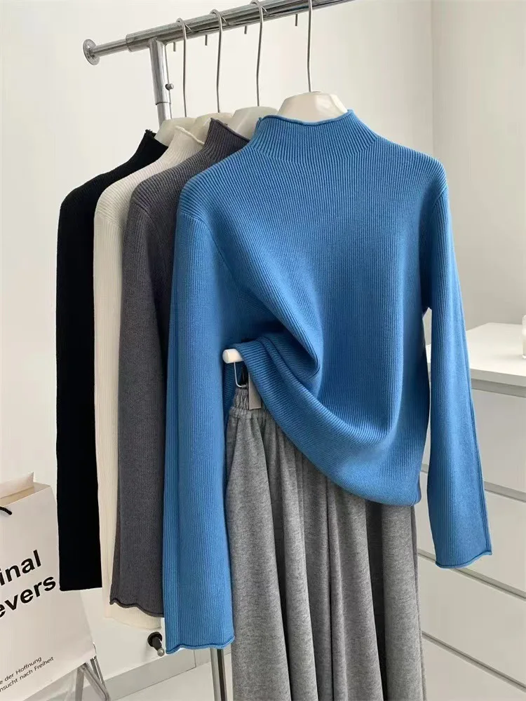 

Women's Knitted f-High Collar Base irt Slim Fit Korean Sle Autumn Winter Faionable Inner Wear for Coats And Sweaters