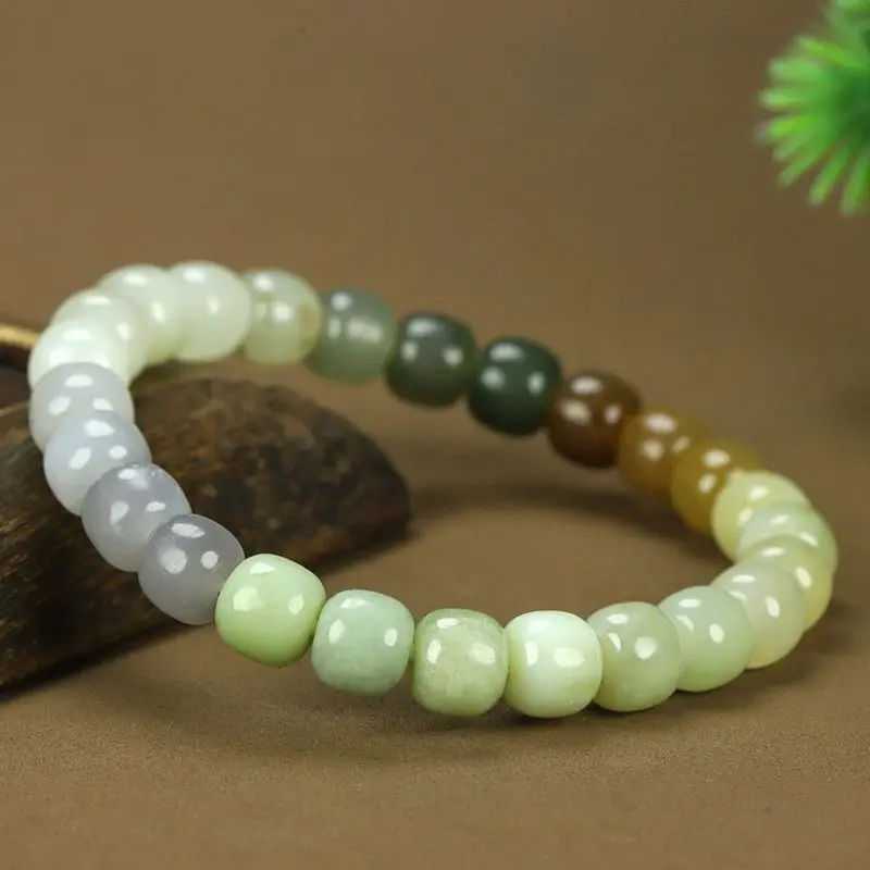 Hetian Multi-Piece Women, Imitation Exquisite Jade Bead Bracelet, Simple Beaded Hand Jewelry