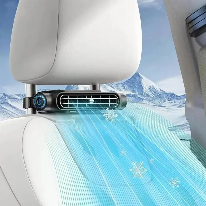 Car Headrest Mounted Fan Compact Design 3 Adjustable Speeds USB Powered Strong Airflow for Summer Car Travel