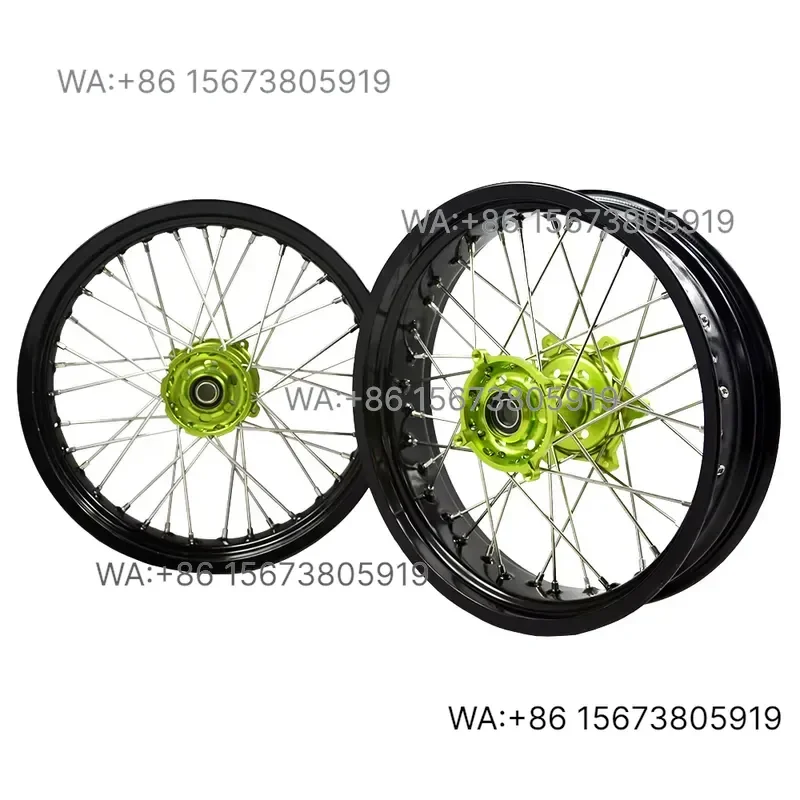 For  Wmwmnu CNC 17 Inch Anodized Aluminum Alloy Motorcycle Wheels Complete Supermoto Wheel Set  KAWASAKI KX 450F 2006-2018