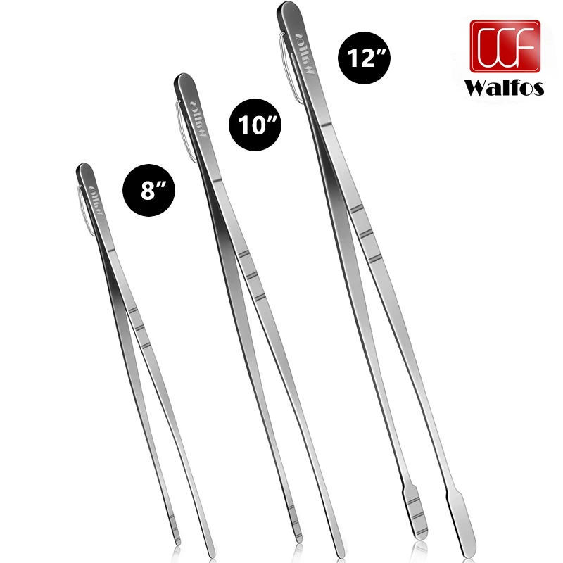 

Walfos 3 Pieces Stainless Steel Tweezers Kitchen Tongs for Barbecue Cooking Roasting Dessert Molecular Cuisine Spaghetti BBQ