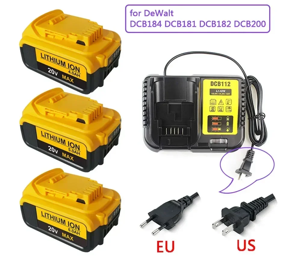 Dewalt Tools 18V 6.0Ah DCB200 DCB184 DCB181 Replacement Li-ion Battery for DeWalt MAX XR power tool 6000mAh lithium Batteries