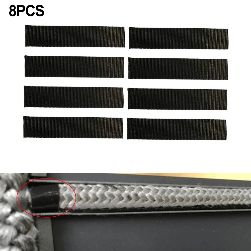 8pcs Black Fireplace End Tape 10x2 5cm Strong Backing Glass Fabric Tape  1000°C Heat Resistant Prevents Cord Fireplace Accessory