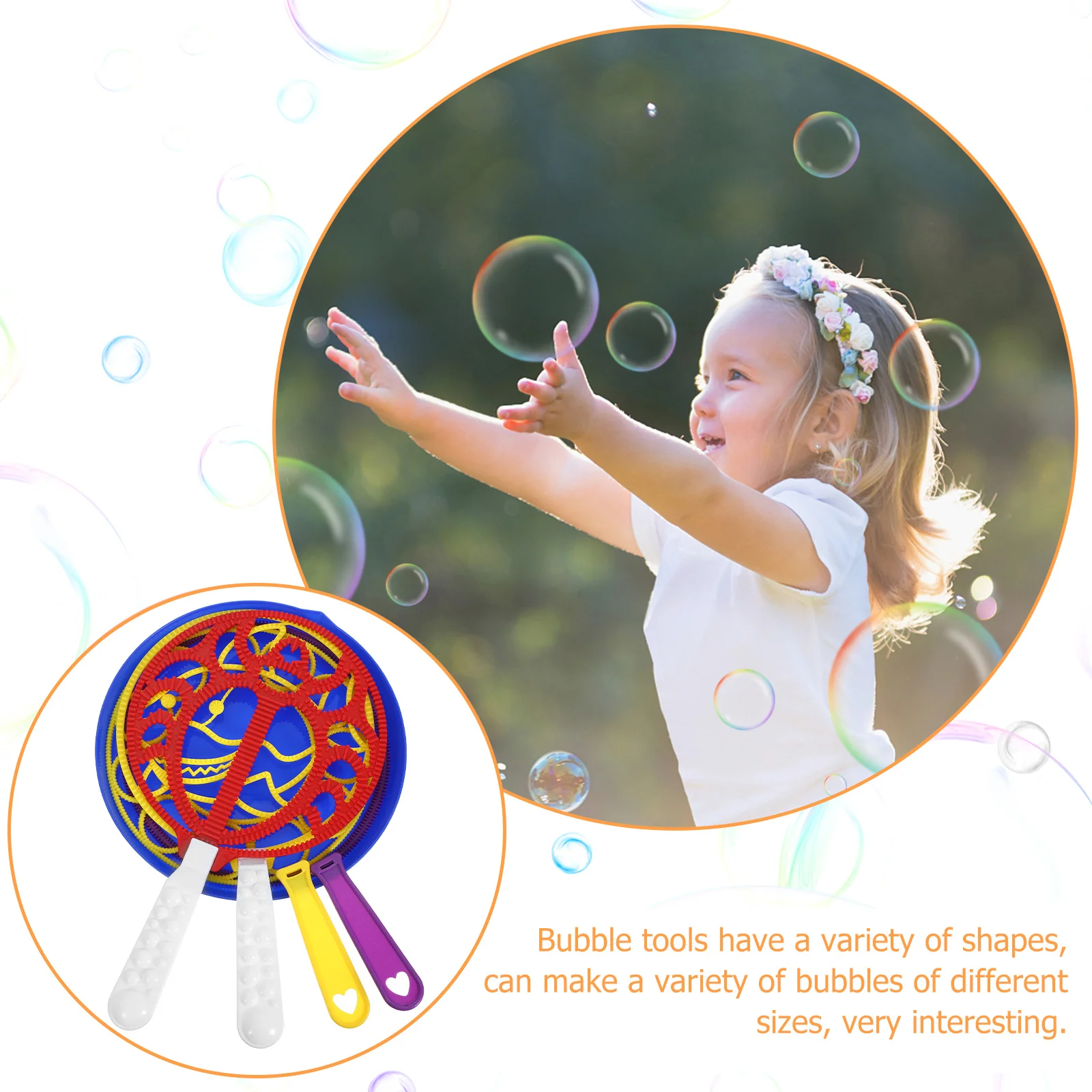 1 set di bacchette per bolle con vassoio Kit per creare bolle per bambini Bacchette per bolle di plastica di grandi dimensioni per giochi divertenti da giardino all'aperto