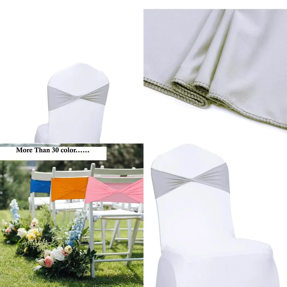 

Пояса для стула из спандекса — резинки для универсального посадки, идеально подходят для вечеринки, свадьбы, праздника и новогоднего декора — светло-серебристый