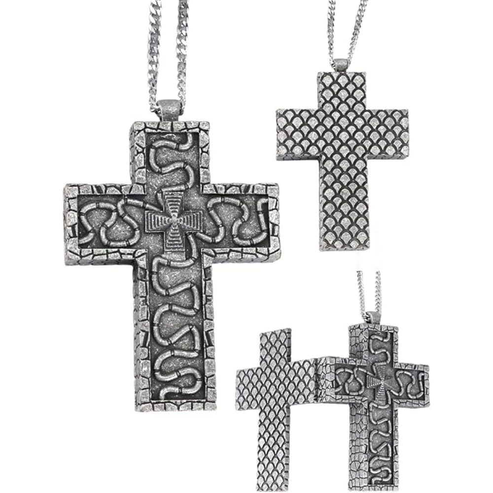 

with Secret Compartment Cross Pendant Necklace Openable Stainless Steel Chain Pendant Necklace Vintage 3D Printed 2025 Fashion