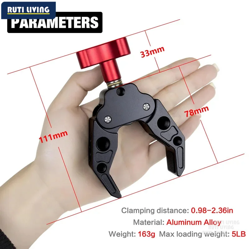 Quality Large Crab Claw Clamp Universal Adjustment Multifunctional Aluminum Alloy Photography Clamp Fill Light Bracket