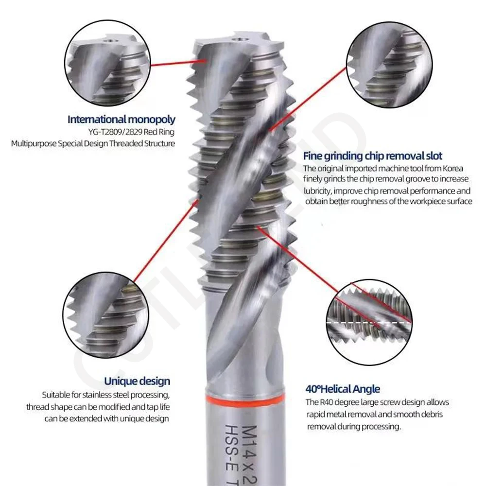 YG-1 T2809 Combo HSS-EX spiraaltap M3 M4 M5 M6 M8 M10 M12 M16 M18 M20 M27 M30 Verwerking voor gietijzeren staal Roestvrij AL enz.