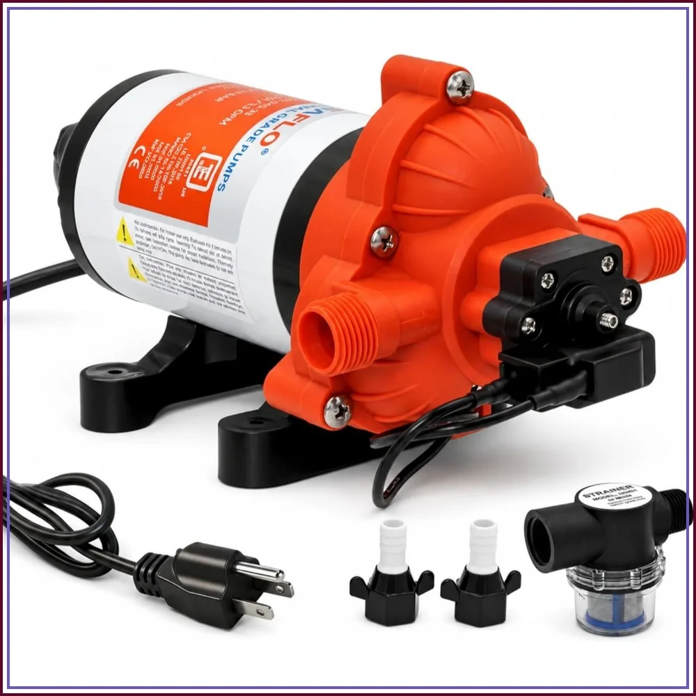 

115V AC Fresh Water Pump 3.3 GPM 45 PSI Self-Priming for RV Marine Boat
