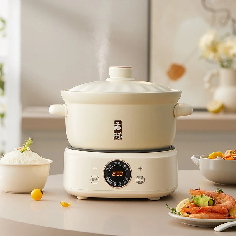 Electric Clay Pot Stew Soup Cooker Multifunctional Fast Boiling Slow Cooking Ceramic Inner Pot Auto Timer Keep Warm For Home