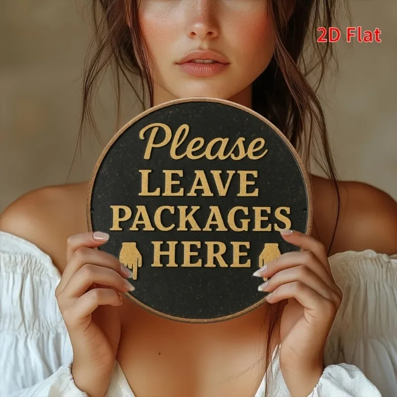 Vintage Style Aluminum Wall Sign - Please Leave Your Package Here, 2D Flat Metal Decor for Home Garage Bar