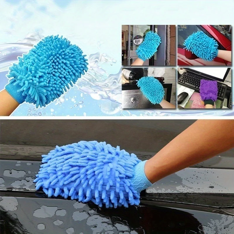 1pc/2PCS Microfiber Car Wash Gloves - Anti-Scratch  Cleaning & Care Tool for Cars & Home Kitchen