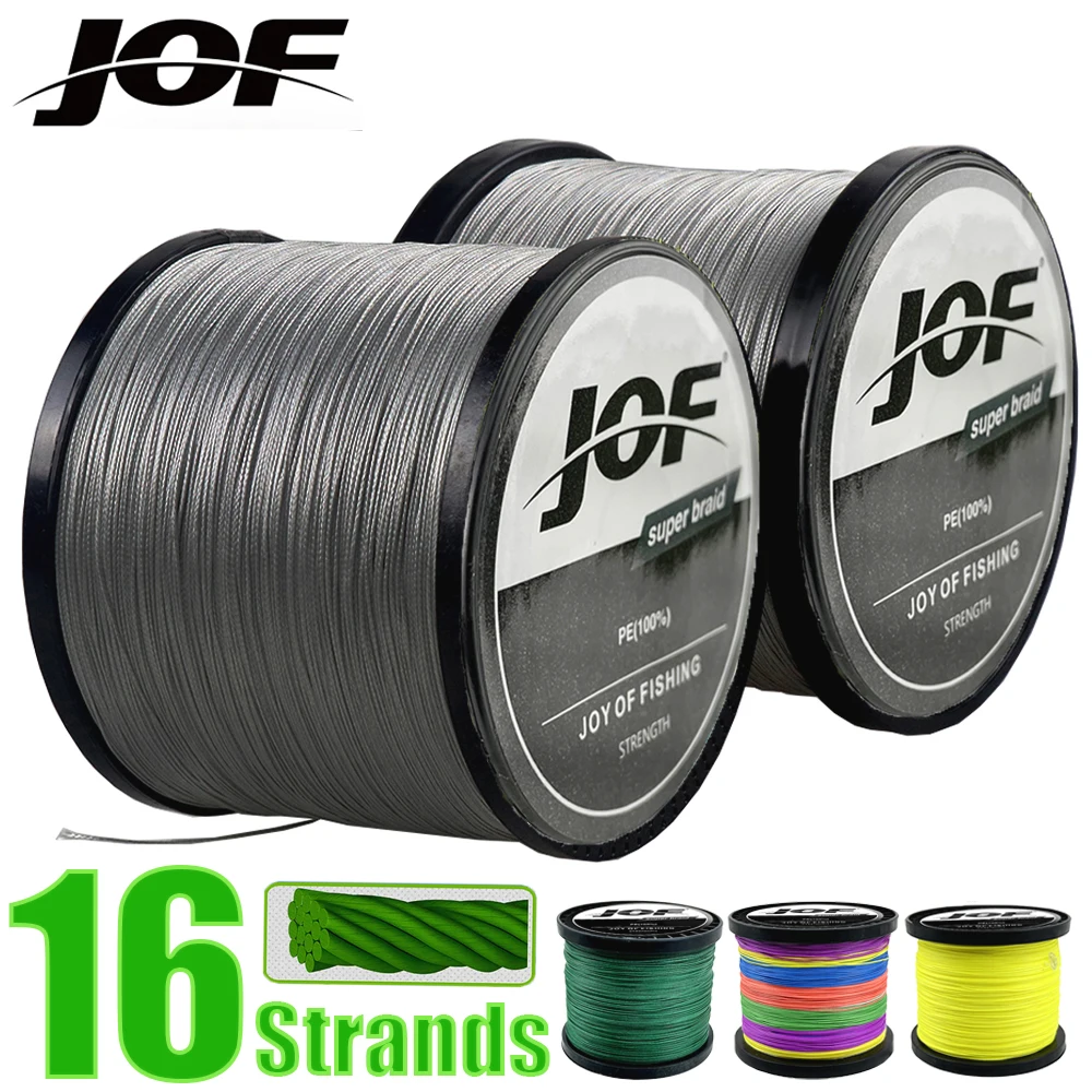 JOF 16X Fishing Line 300m~1000M 16 Strands Braided Lines Multifilament PE Line for Carp Fishing Wire 25LB-200LB 0.16MM-0.8MM