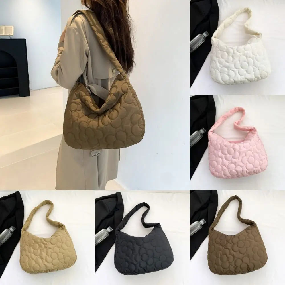 Bolso de hombro de gran capacidad para mujer, bolso cruzado acolchado de Color sólido, informal, a la moda, novedad