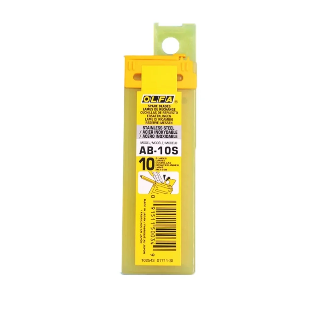 OLFA AB‑10S Stainless Steel Small Utility Blades Sharp Durable Glass‑Safe for Car Tint Film Phone Screen Film Cutting
