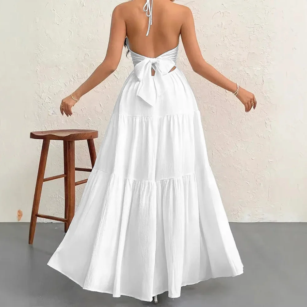 CPSYMYM  Dresses Spring Summer Simple Elegant Solid Color Sleeveless V-Neck Maxi Party Shift Dresses For Women