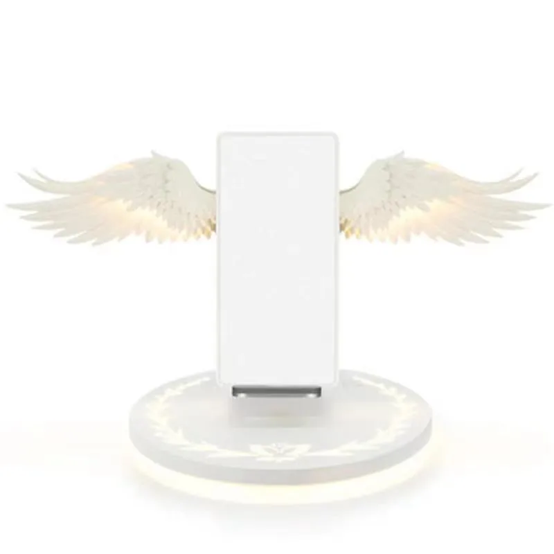 

Angel Wings QI Phone Fast Charge 10W Wireless Charger Creative Movable Wing Shape with Breathing Light and Music Function Gift