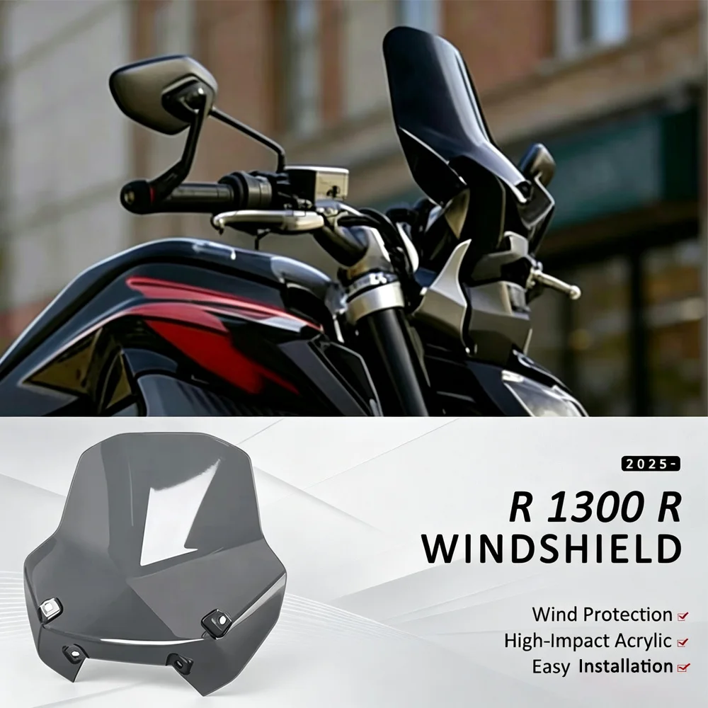 Motorcycle Windshield Windscreen Wind Deflector Spoiler Shield Fairing For BMW R1300R R1300R 2025 2026 Accessories