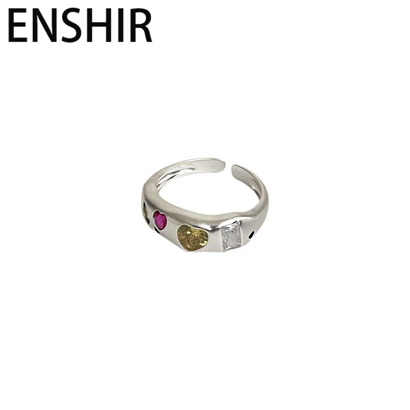 ENSHIR Colorful Stone Star Heart Zircon Irregular Rings For Women Children Personality Sweet Party Accessories Gift