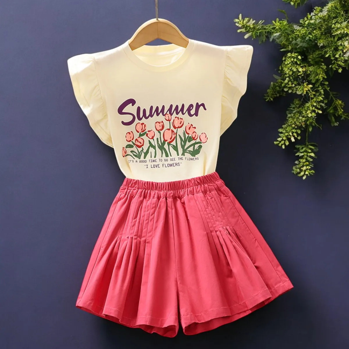 

Summer Girls Shorts Sets for children Suit Outfits Teens Outfits Casual Sets Tracksuit Shirt & Shorts Kids Baby Costumes 5-13 Y