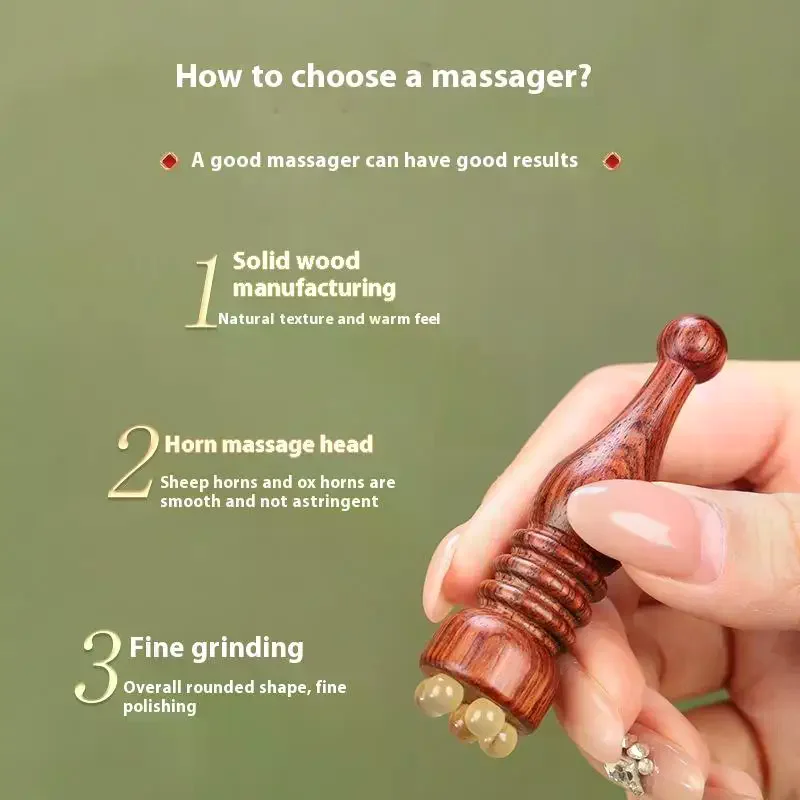 1Pcs Sandalwood Eye Massage Stick Five Beads Lotus Seedpod Face Massage Tools Gua Sha Face Skin Care Massager Reduce Puffiness
