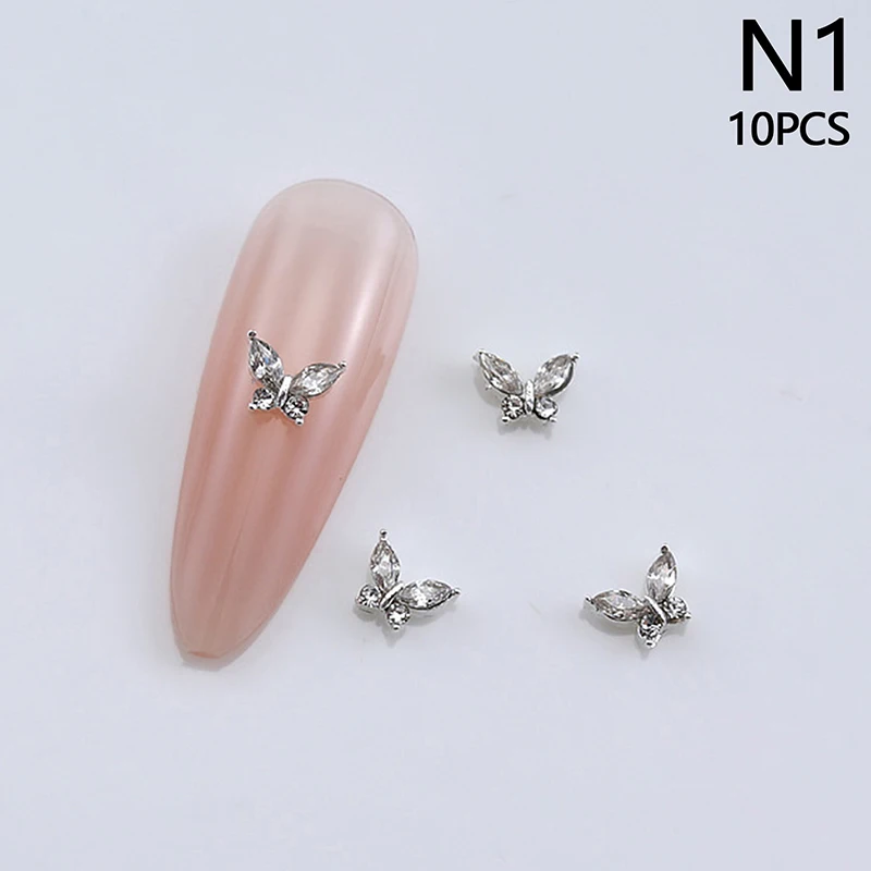 【WHB43】10PCS 3D Mini Crystal Butterfly Nail Art Charms Jewelry Parts Accessories Luxury Alloy Nails Decoration Rhinestones