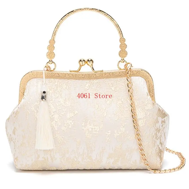 

Women's Chinese Evening Bag Embroidered Purse Retro Handbag with Tassels Pendant Crossbody Bag Daily Use