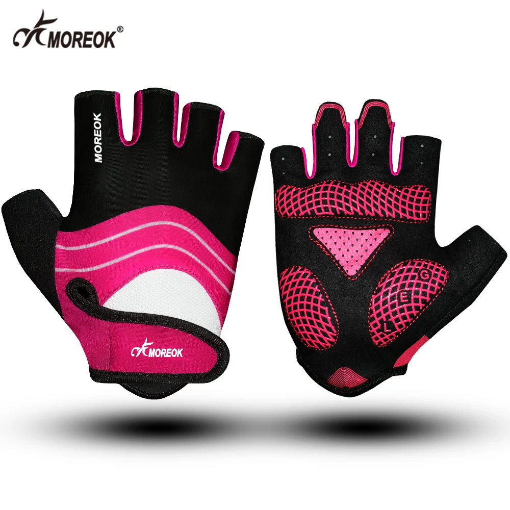 MOREOK Half Finger Summer Breathable Outdoor Cycling Gloves Racing 5MM Pads Bike Gloves Non-slip Bicycle Gloves for Men Women