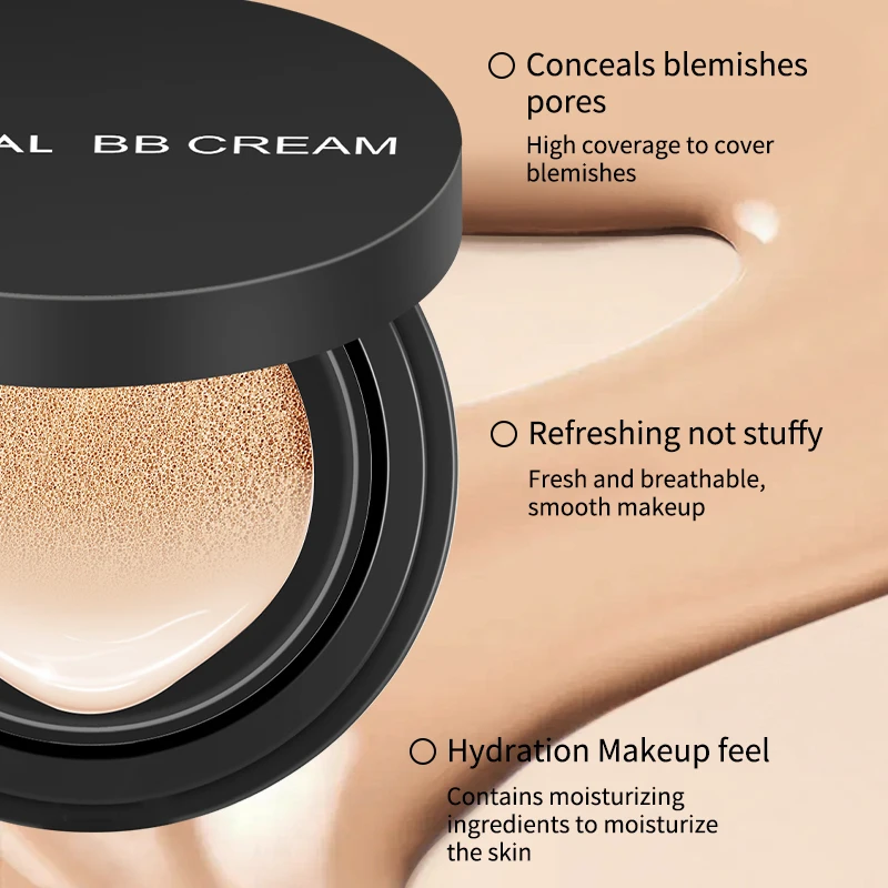 OCHEAL BB Cream Air Cushion Full Coverage Waterproof Long-lasting Concealer Cushion Compact Face Makeup Foundation CC Cream